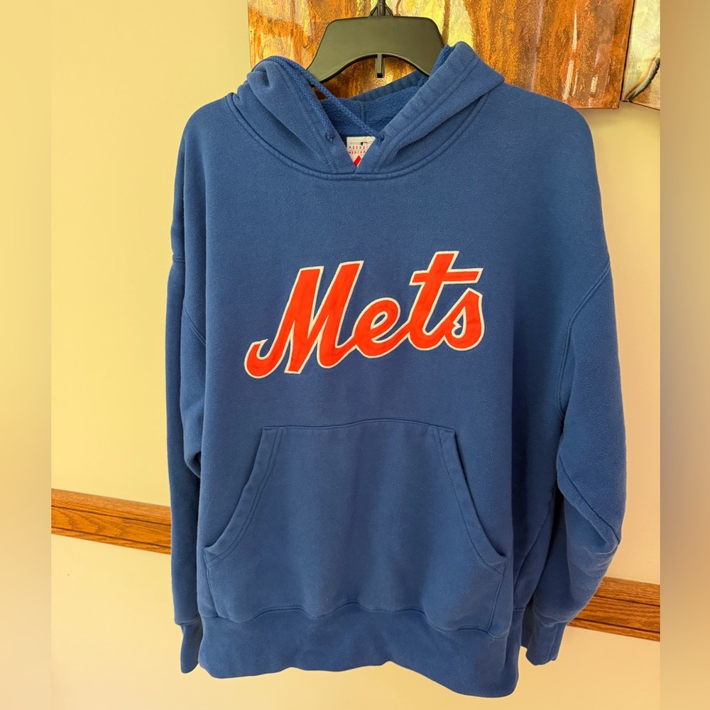 Majestic New York Mets MLB Authentic Collection Hoodie Blue‎ Orange Men's xl
